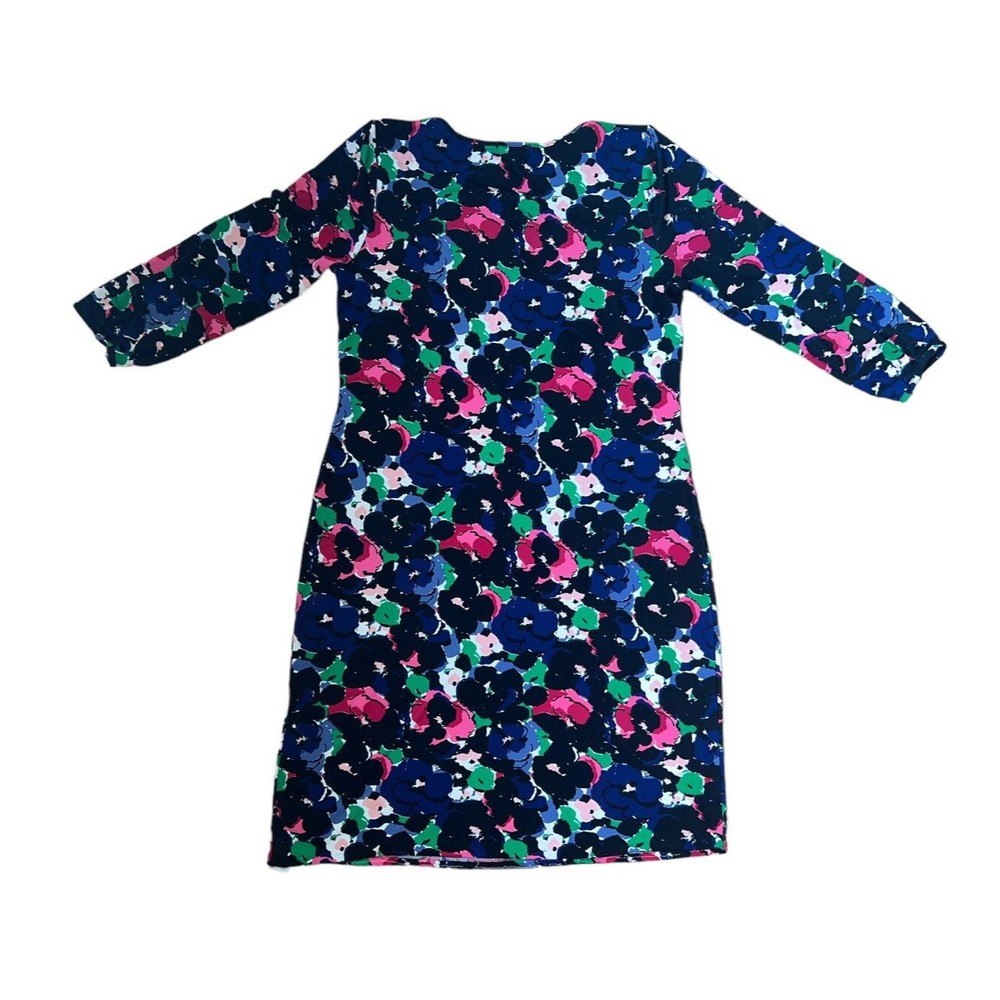 Talbots Black Multi Colored Print Midi Sheath Dre… - image 6